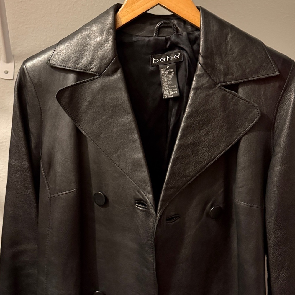 2000 Bebe long leather Coat